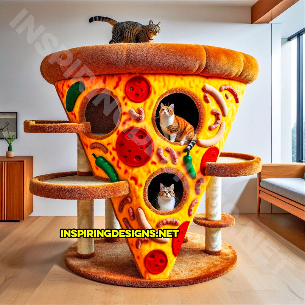 Pizza Shaped Cat Tower - Food Cat Scratch Trees