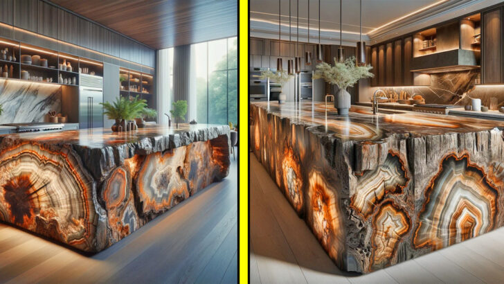 These Petrified Wood Kitchen Islands Are Ancient Art in Modern Homes