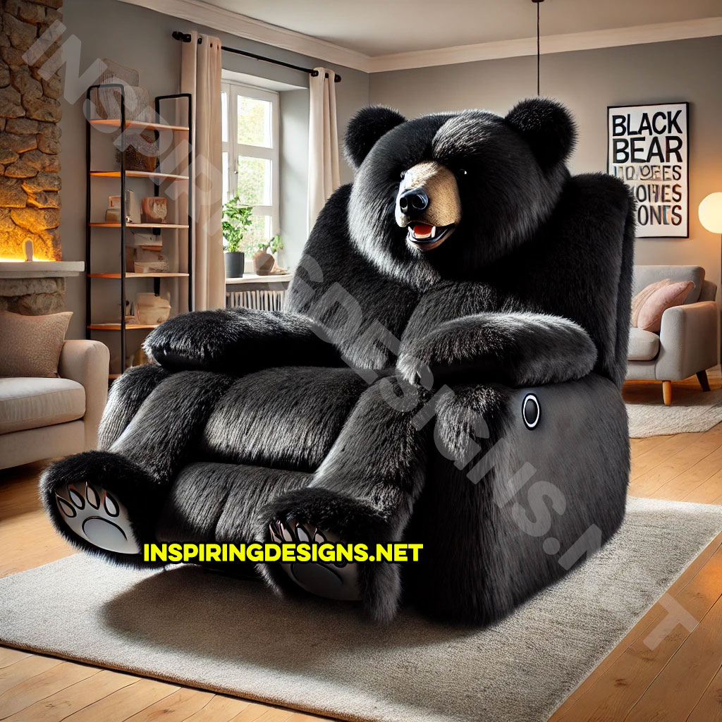 Animal Recliners - Black Bear Shaped Recliner