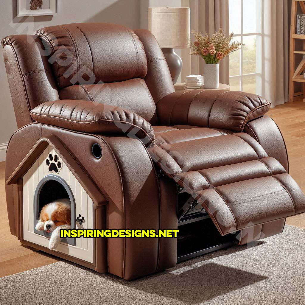 Recliner with built-in dog house