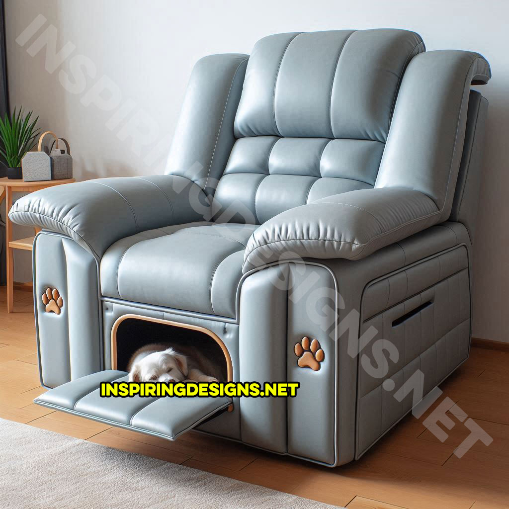 Recliner with built-in dog house