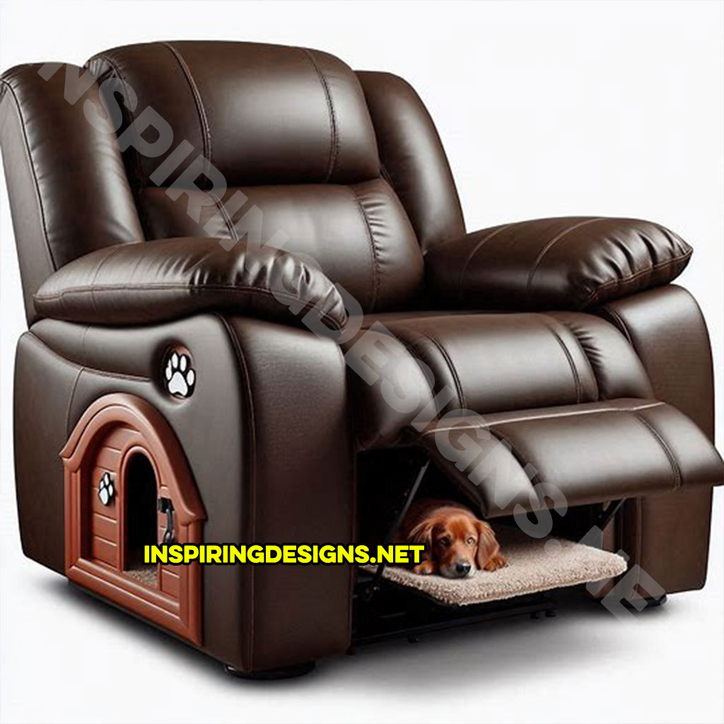 Recliner with built-in dog house