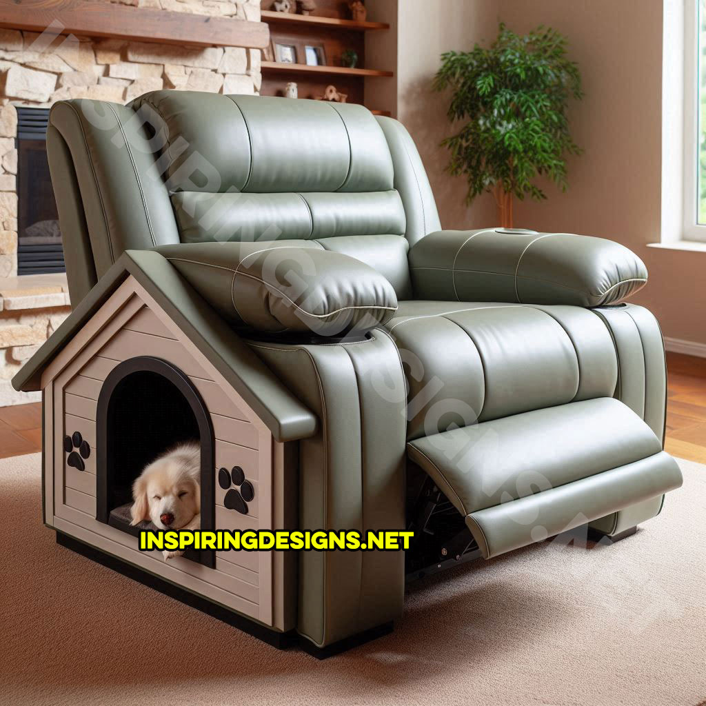 Recliner with built-in dog house