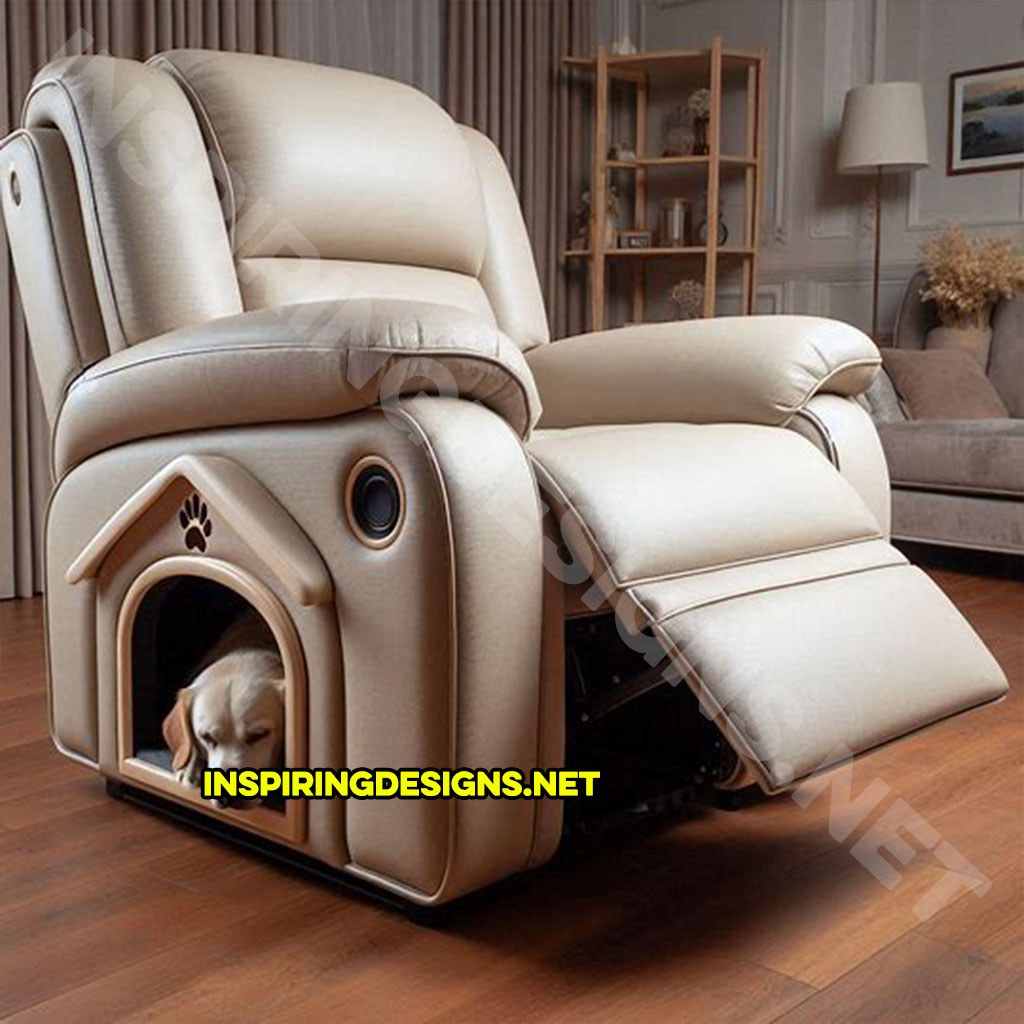 Recliner with built-in dog house