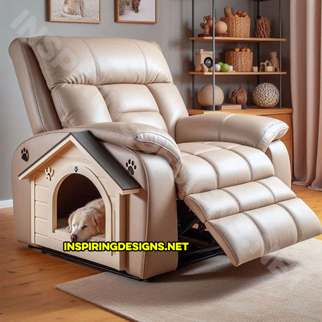 Recliner with built-in dog house