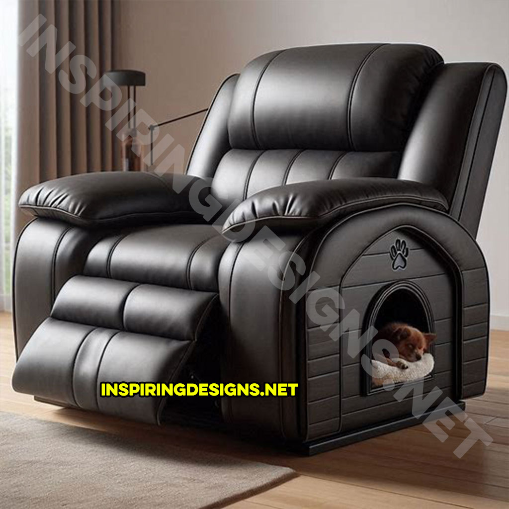 Recliner with built-in dog house