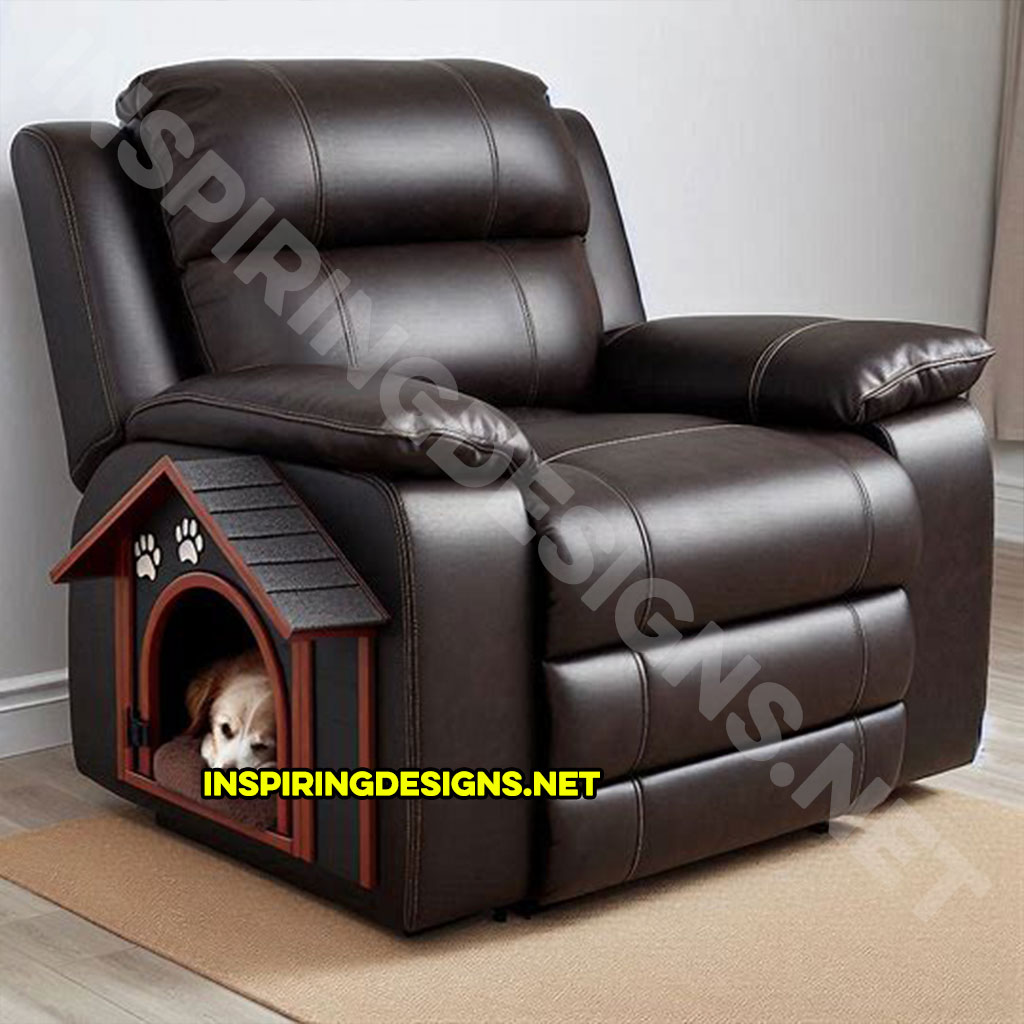 Recliner with built-in dog house