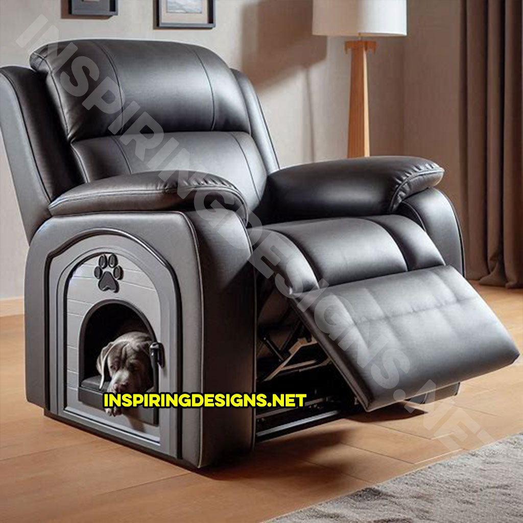 Recliner with built-in dog house