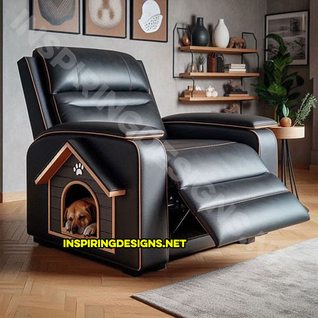 Recliner with built-in dog house