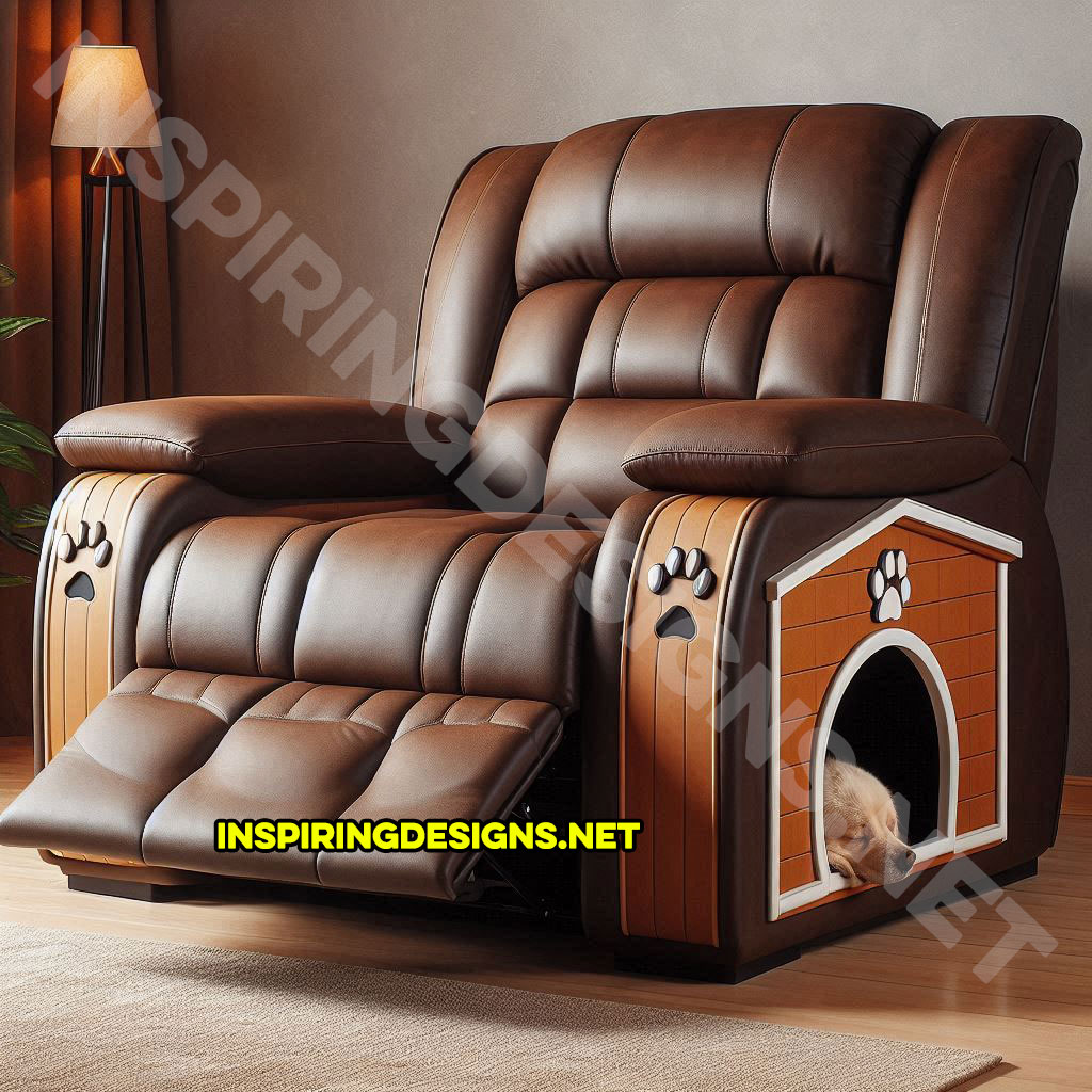 Recliner with built-in dog house