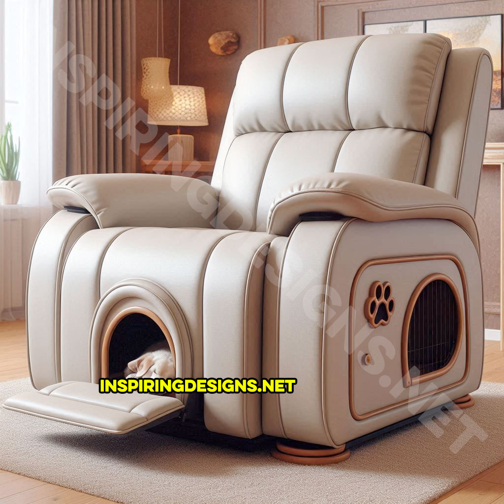 Recliner with built-in dog house