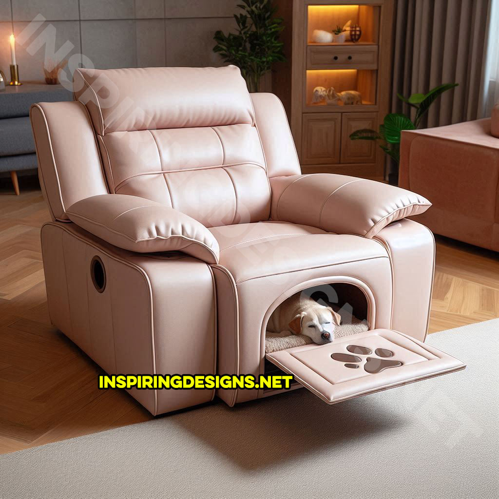 Recliner with built-in dog house