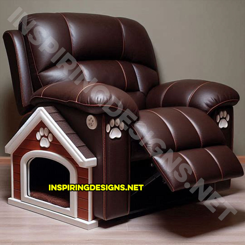 Recliner with built-in dog house