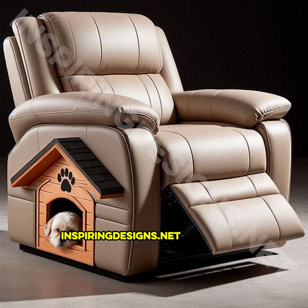 Recliner with built-in dog house