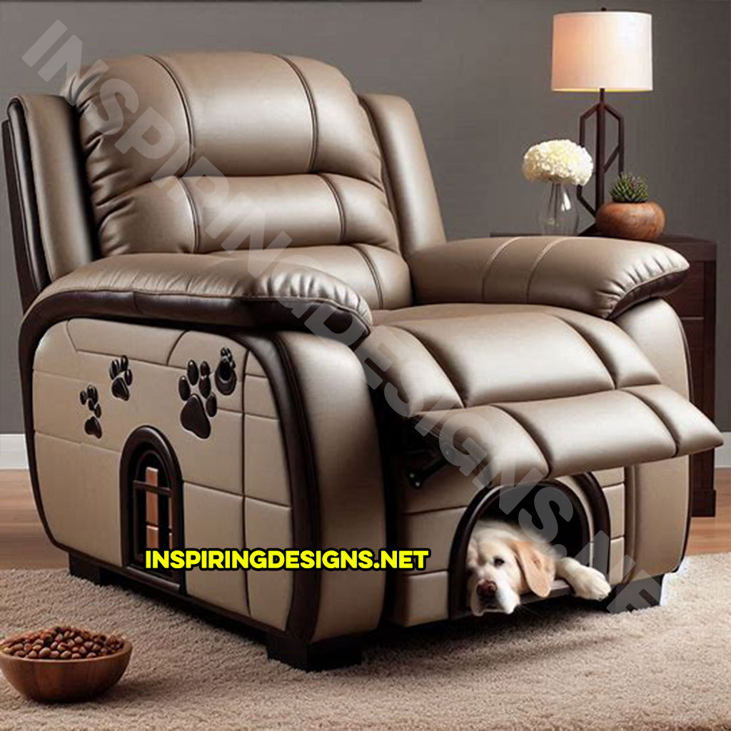 Recliner with built-in dog house