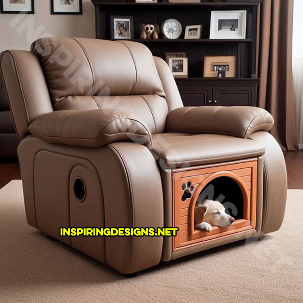 Recliner with built-in dog house