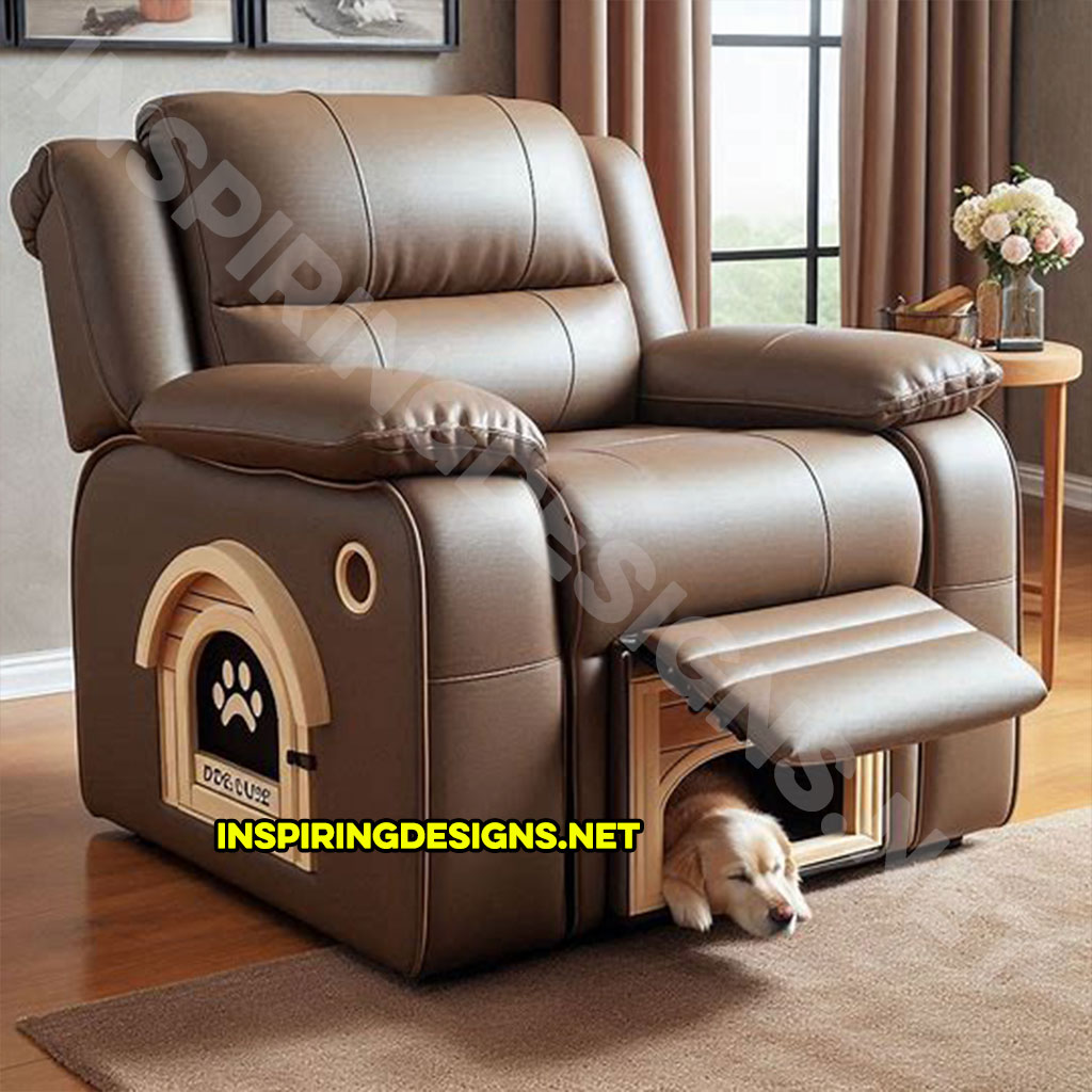 Recliner with built-in dog house