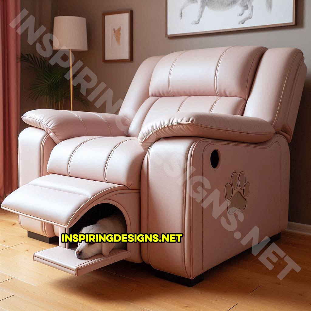 Recliner with built-in dog house