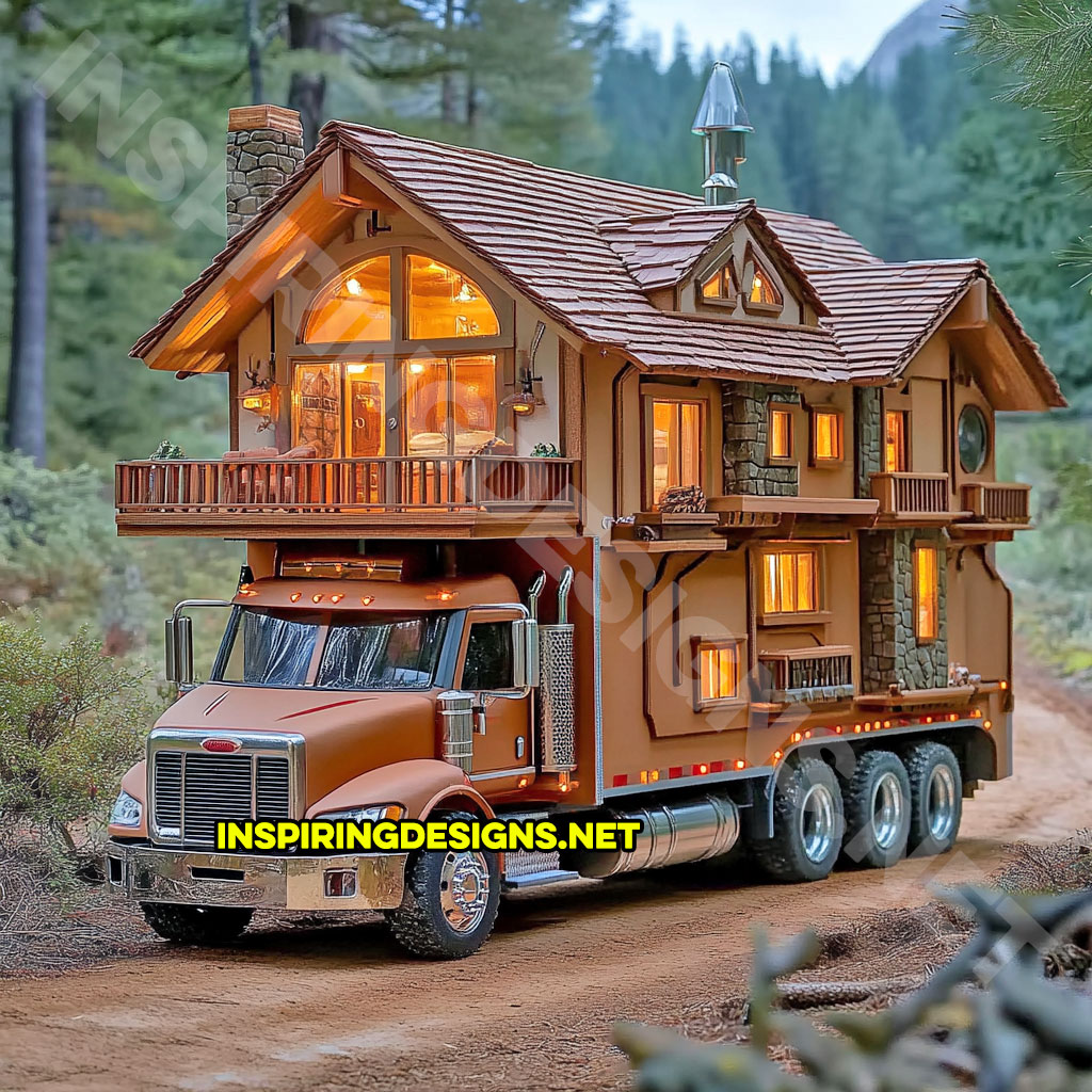 house shaped RV in brown