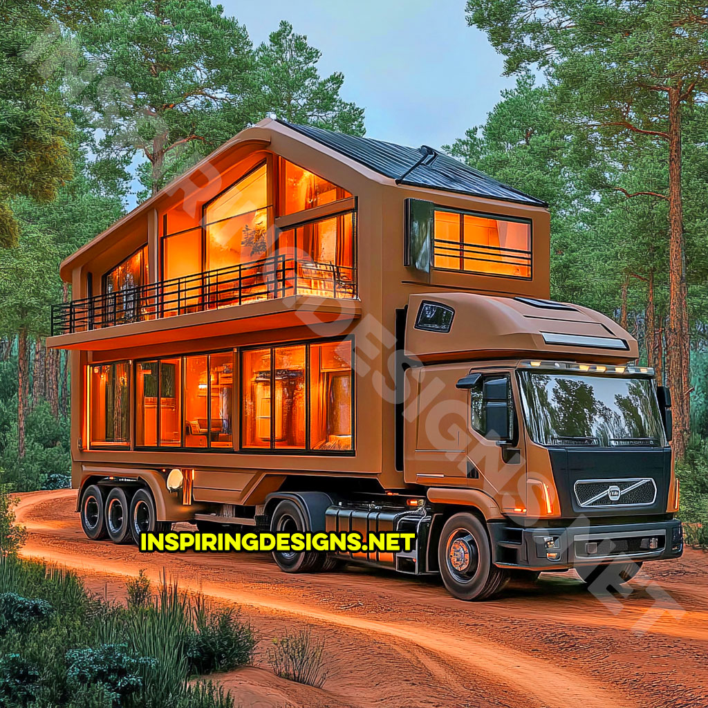 house shaped RV in a brown and black