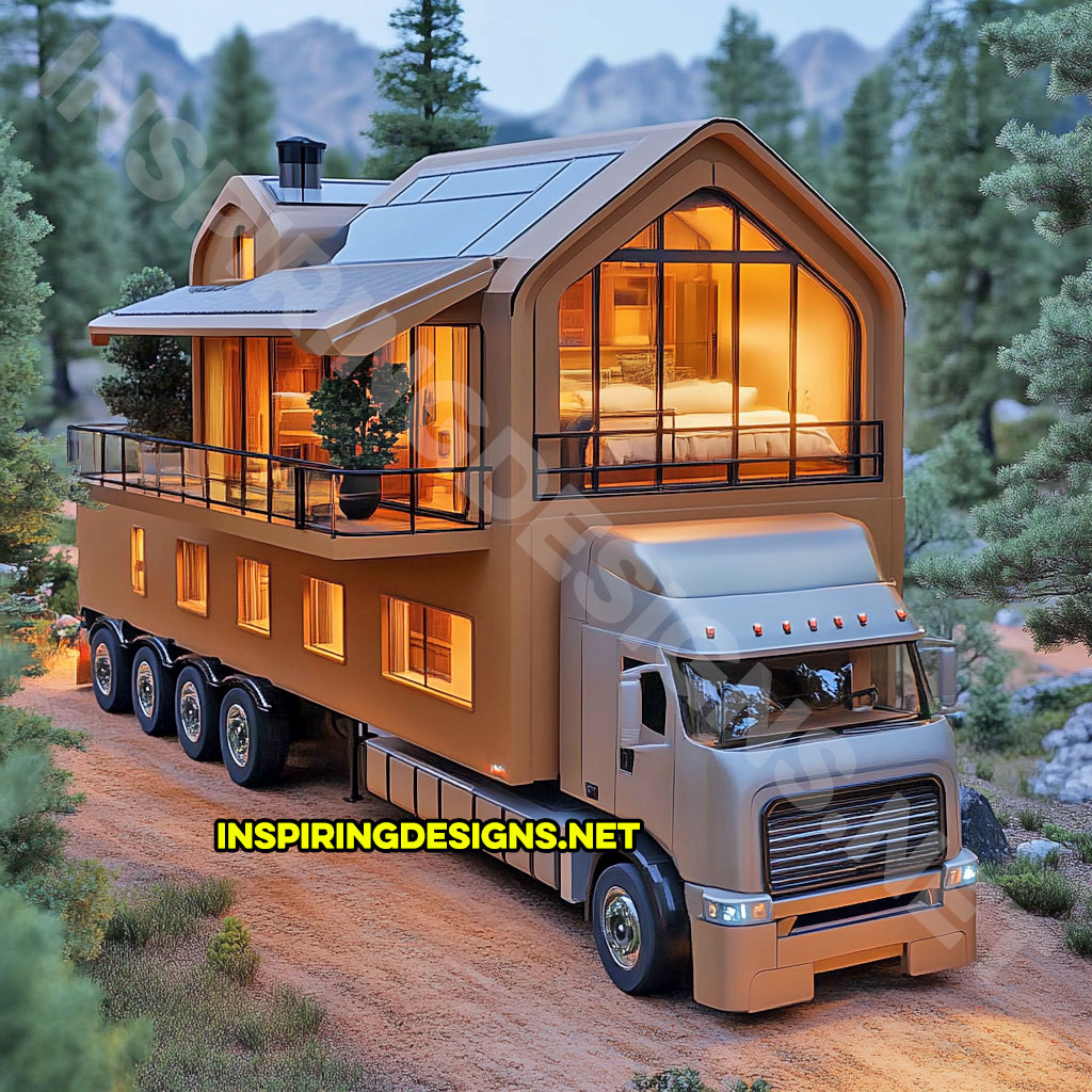 house shaped RV in a brown