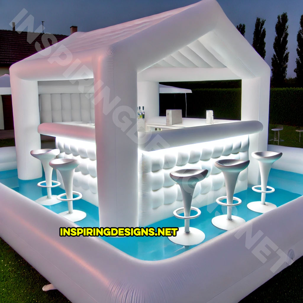 inflatable pool bar in a white color