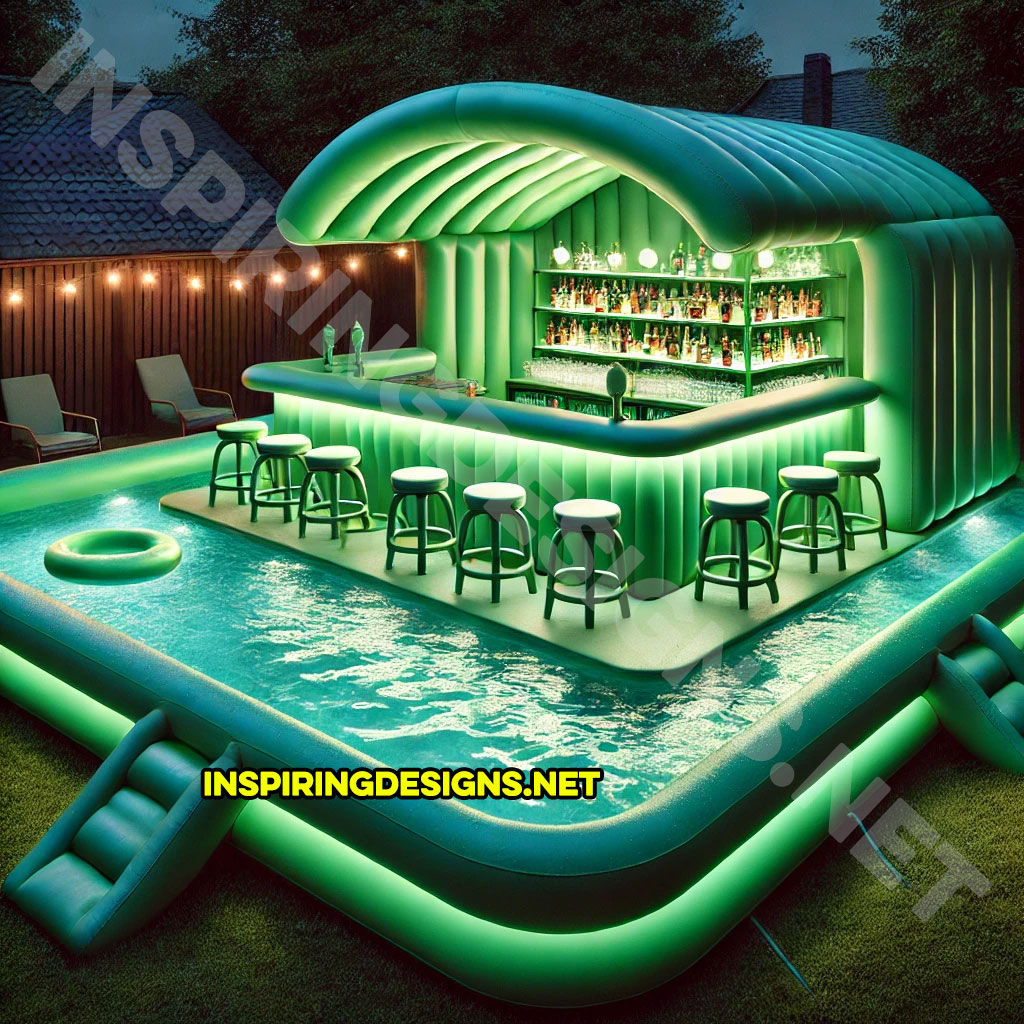 inflatable pool bar in a green color