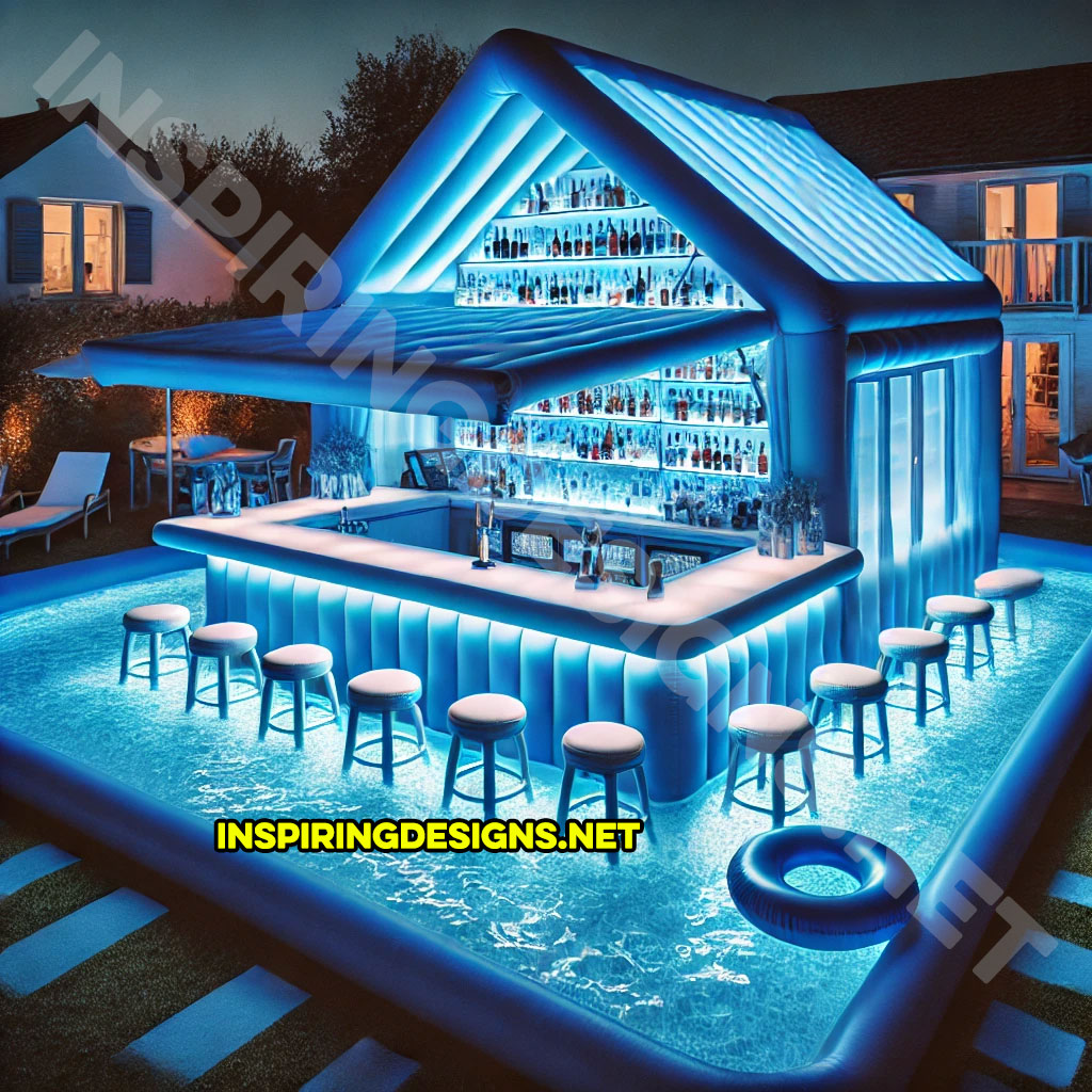 inflatable pool bar in a blue color