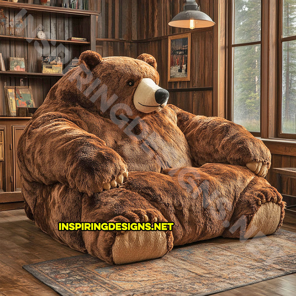 bear shaped lounger sofa in grizzly bear design