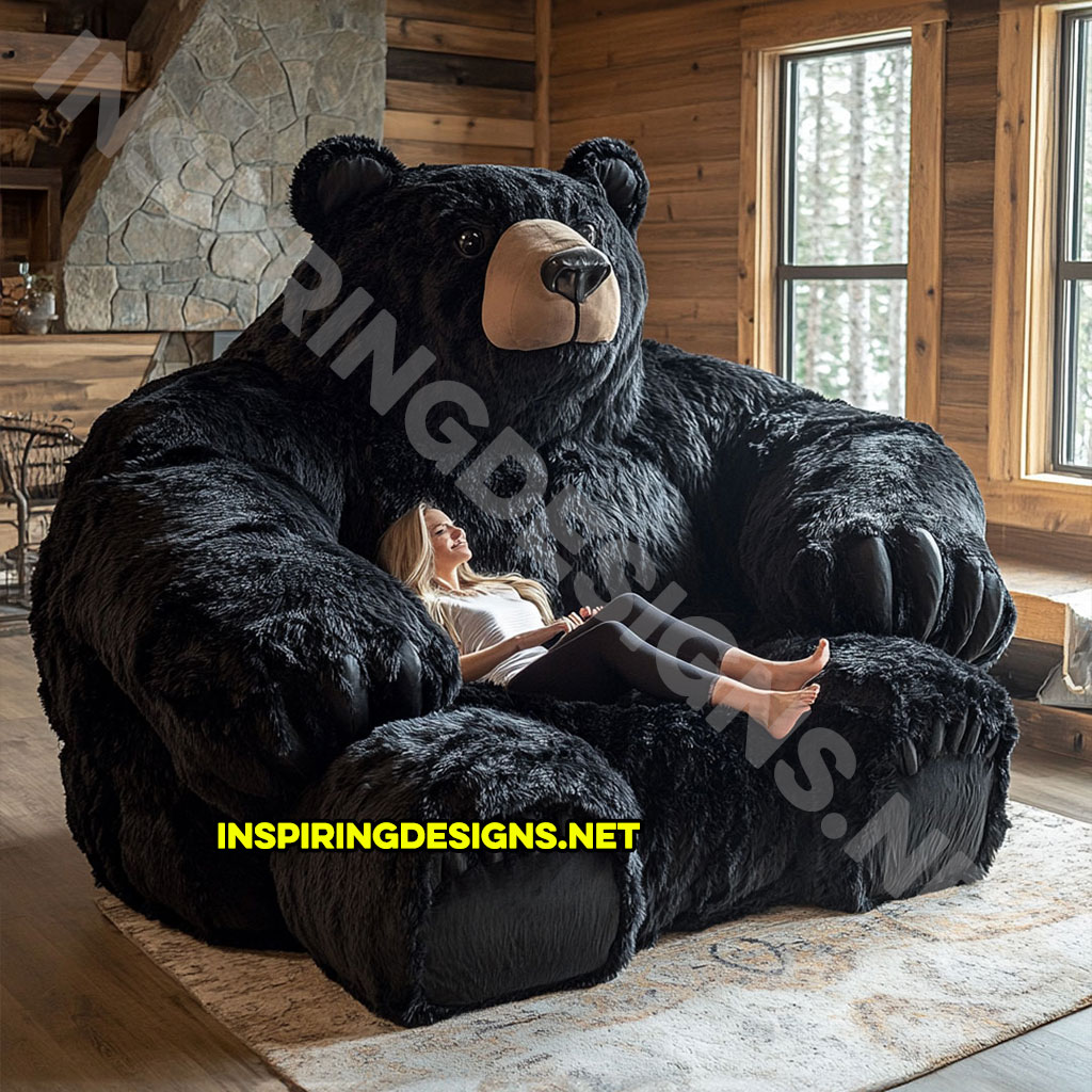 bear shaped lounger sofa in black bear design