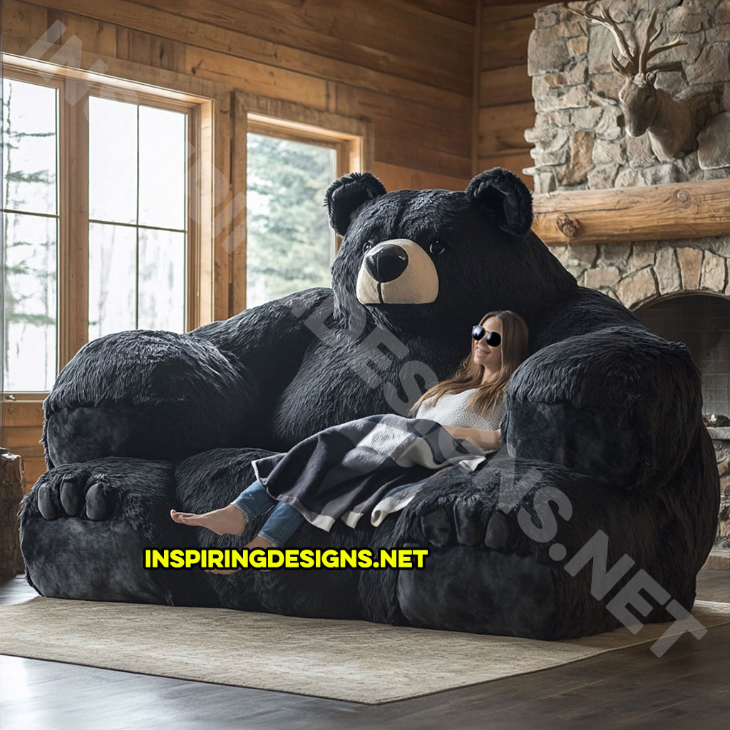 bear shaped lounger sofa in black bear design