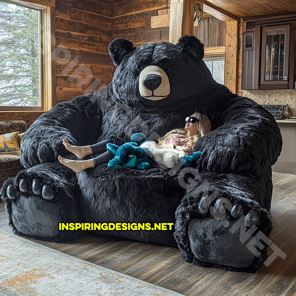 bear shaped lounger sofa in black bear design