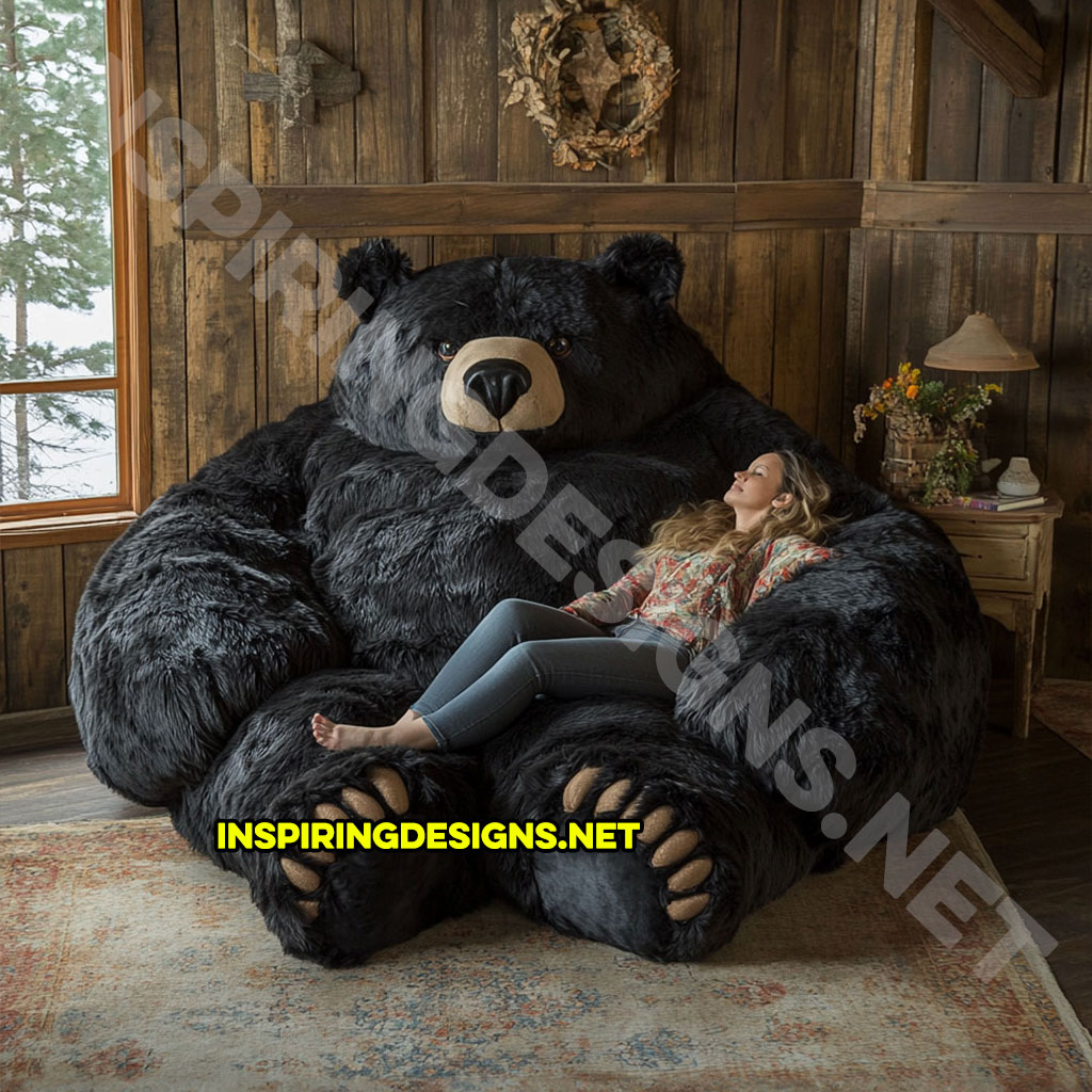 bear shaped lounger sofa in black bear design