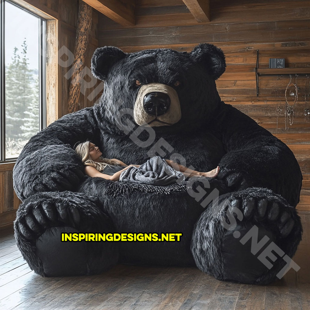 bear shaped lounger sofa in black bear design