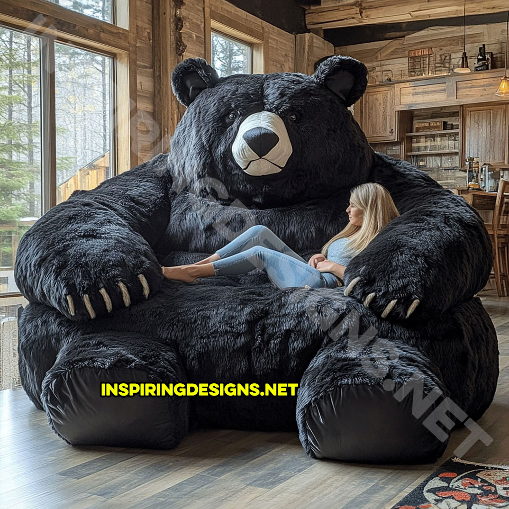  bear shaped lounger sofa in black bear design