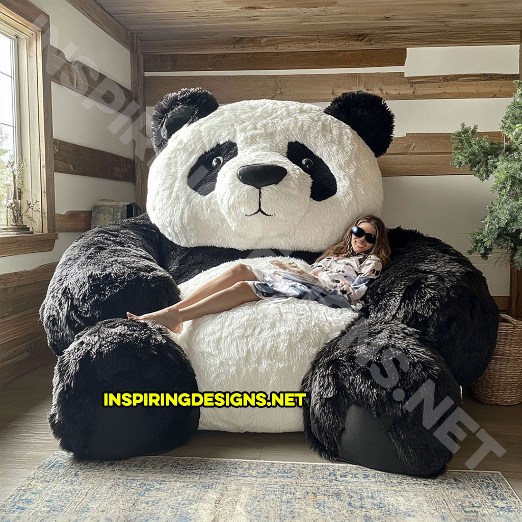 bear shaped lounger sofa in panda bear design