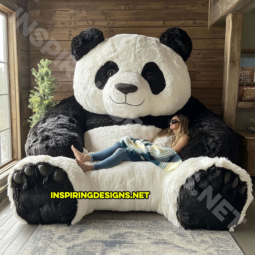 bear shaped lounger sofa in panda bear design