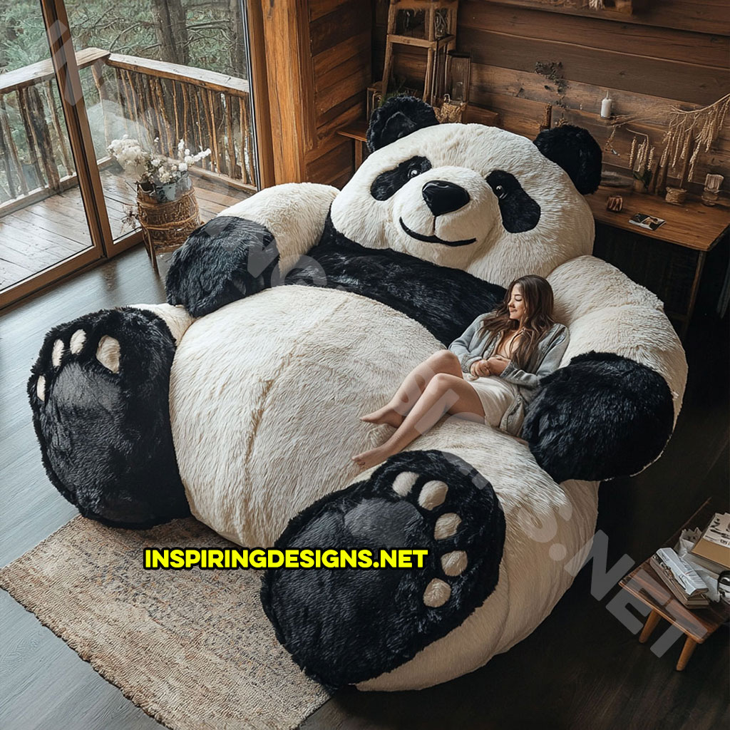 bear shaped lounger sofa in panda bear design