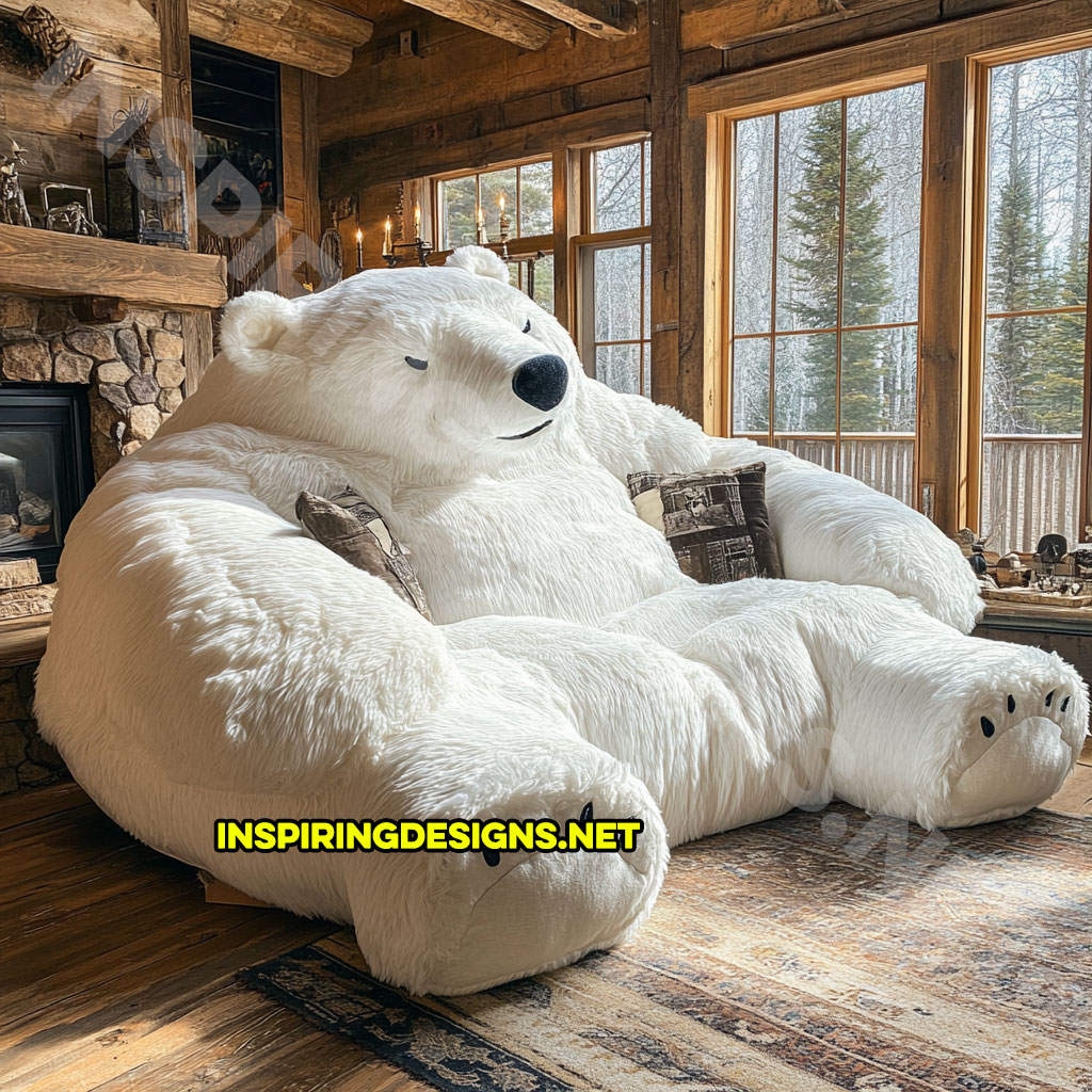 bear shaped lounger sofa in grizzly bear design