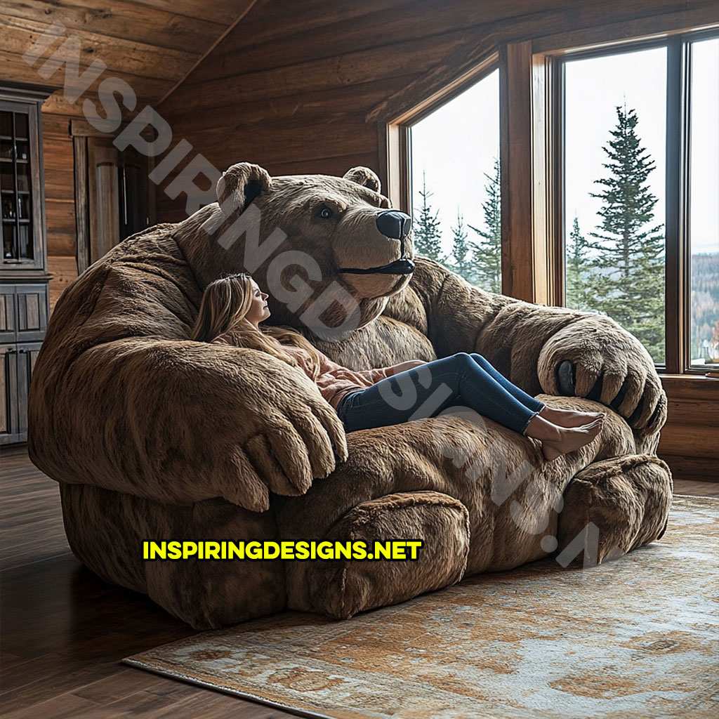 Bear shaped lounger in grizzly bear design