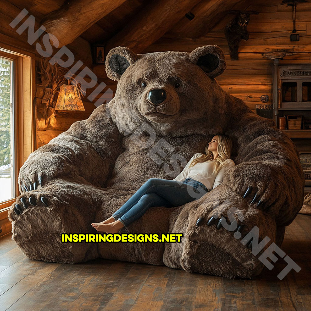 bear shaped lounger sofa in grizzly bear design