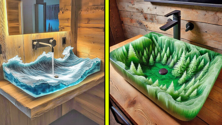 These Epoxy Nature Sinks Offer Stunning 3D Landscapes for Your Bathroom