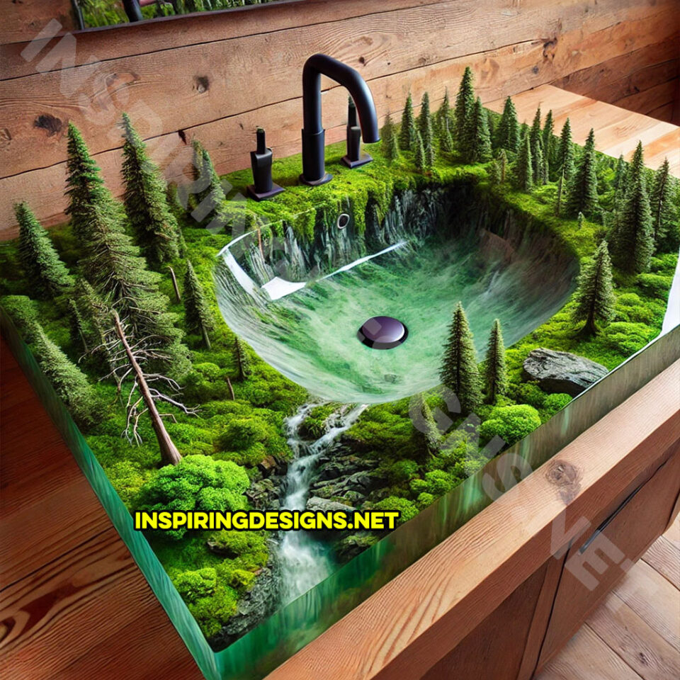 These Epoxy Nature Sinks Offer Stunning 3D Landscapes for Your Bathroom ...