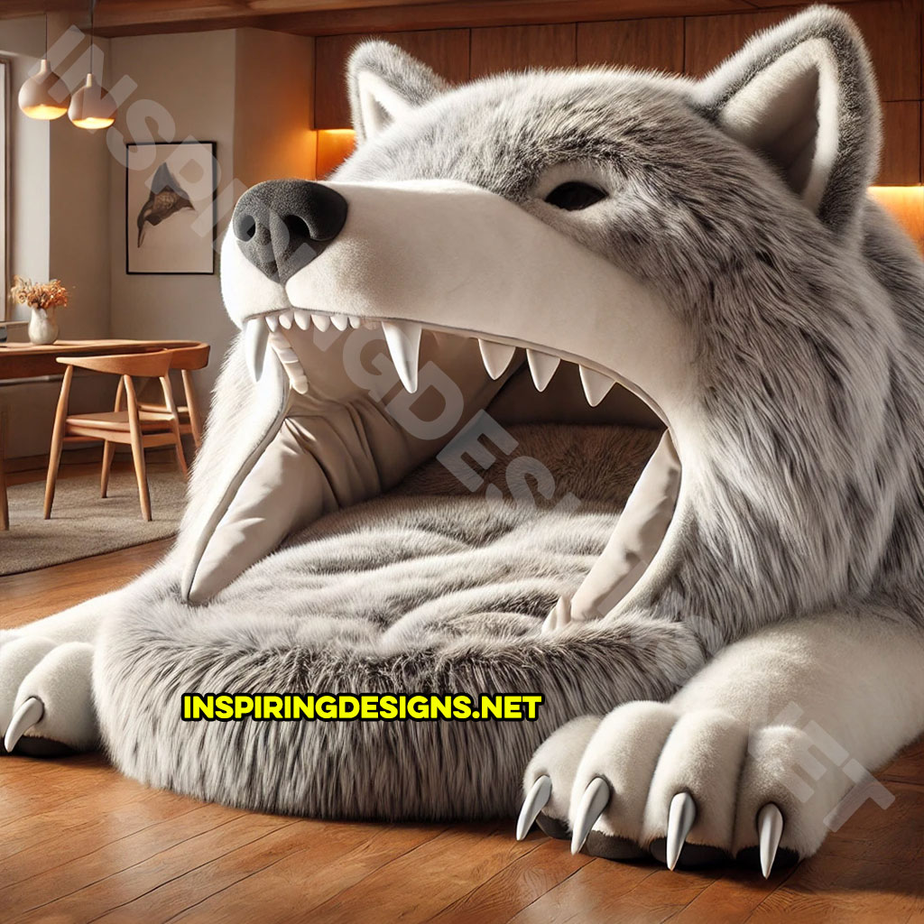 giant animal lounger in a Wolf design