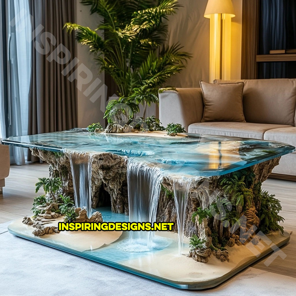 Tropical Island Waterfall Coffee Tables