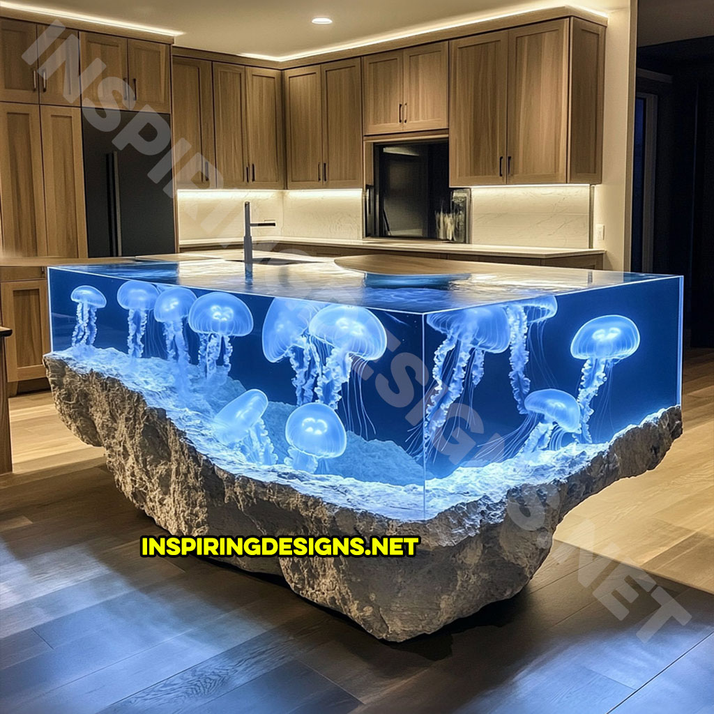 Jellyfish Kitchen Island made from epoxy and stone