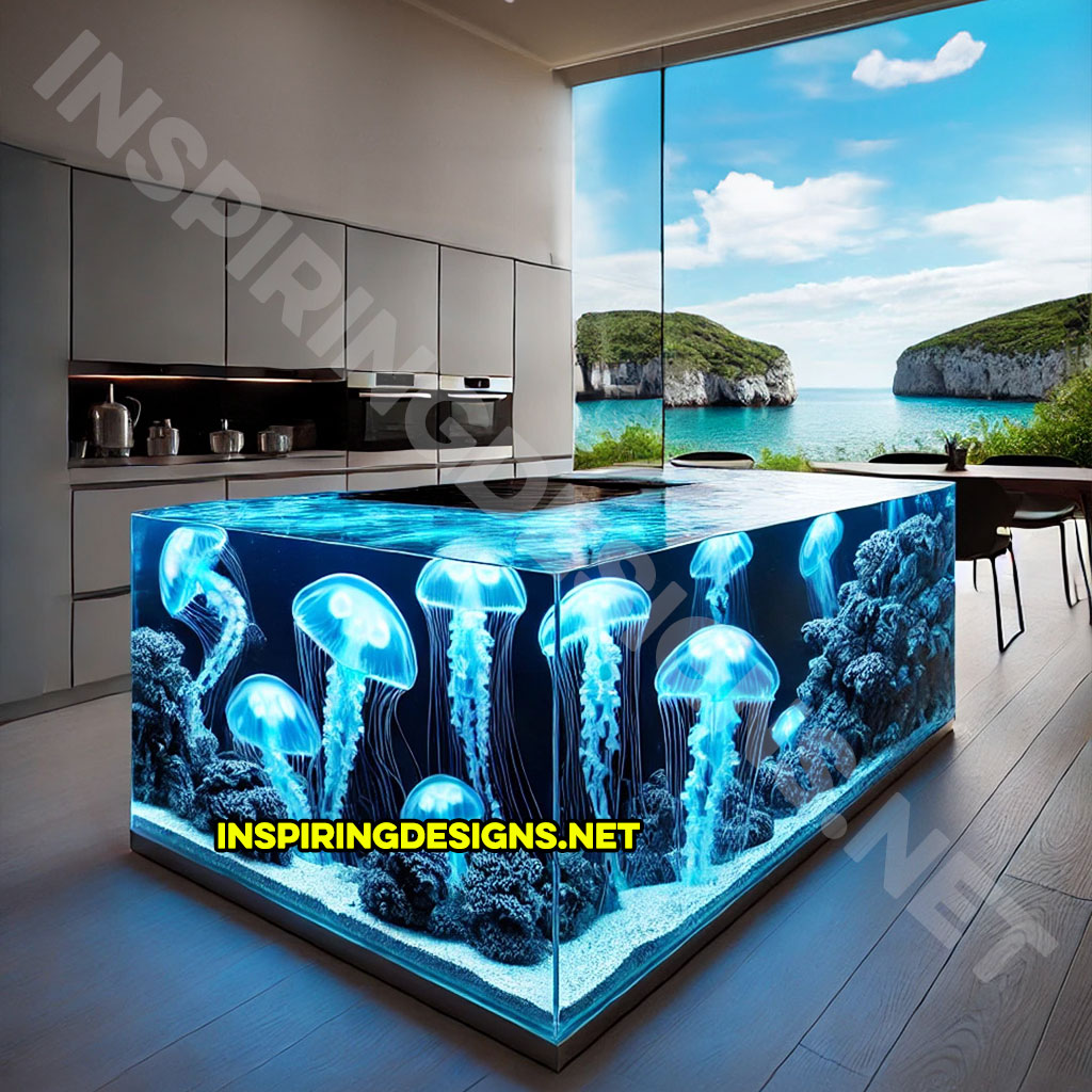 Jellyfish Kitchen Island made from epoxy and glass