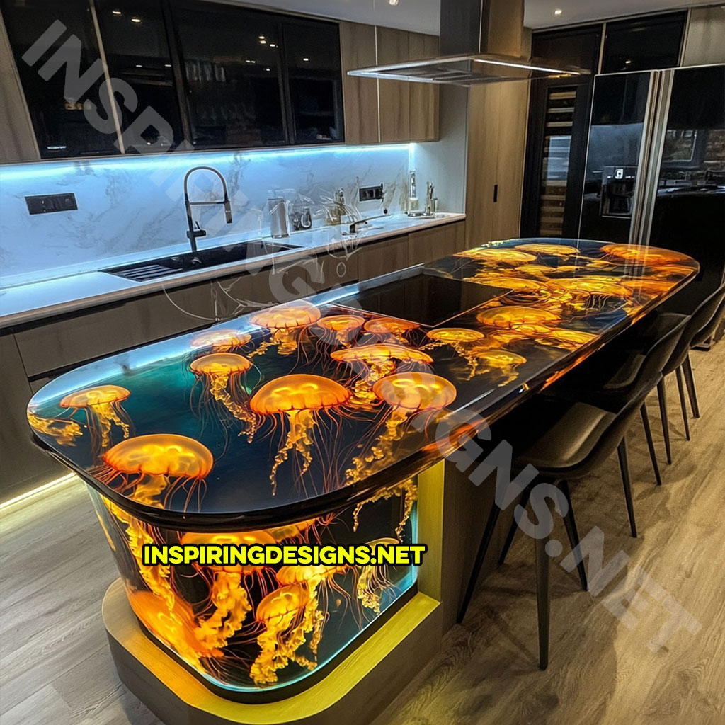 Jellyfish Kitchen Island made from epoxy