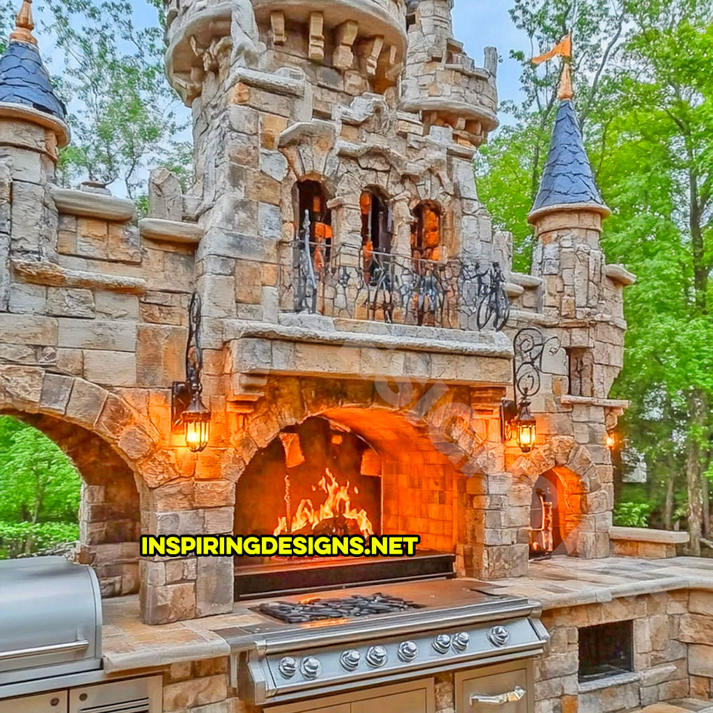 Outdoor castle kitchen in natural stone design