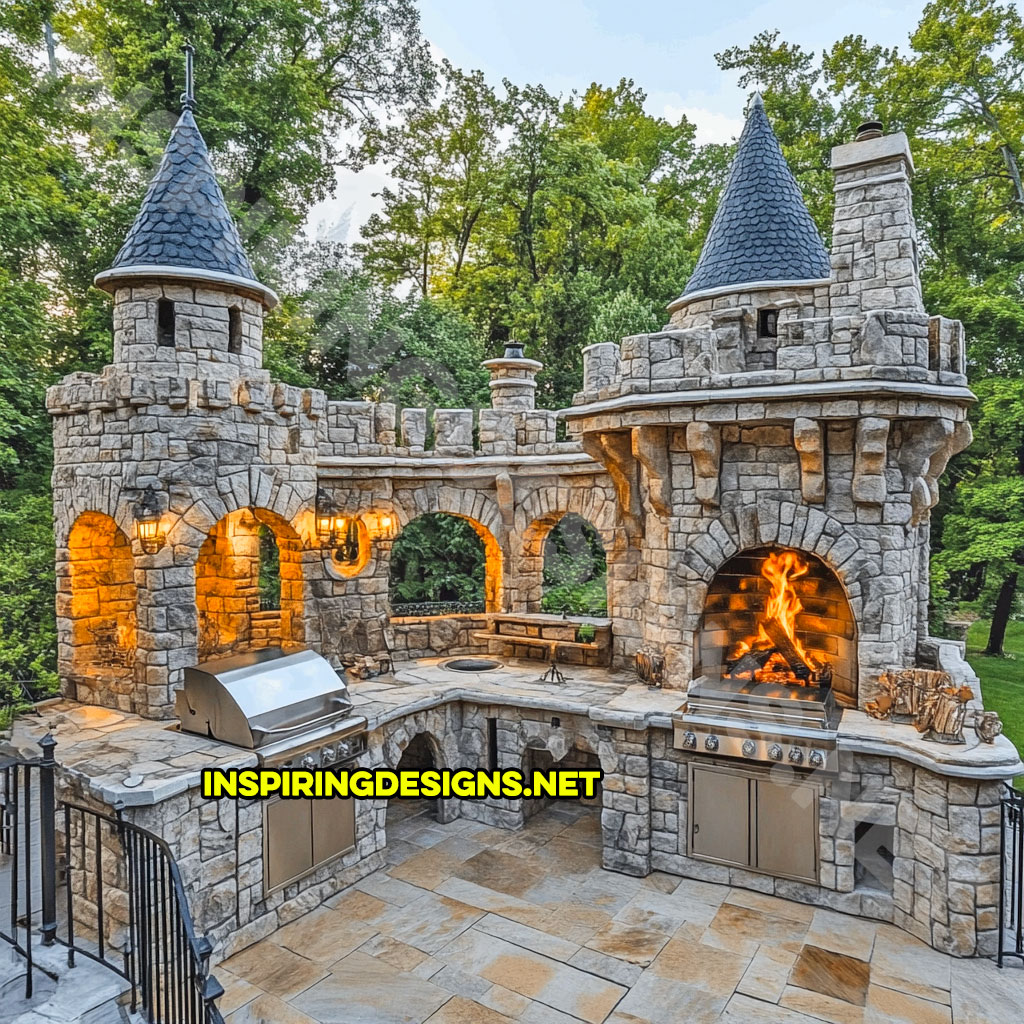 Outdoor castle kitchen in natural stone design